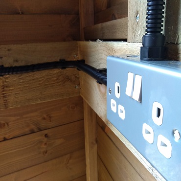 Wiring in wooden shed